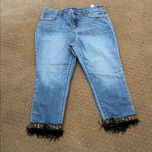 Chico’s ankle jeans with embellished edge